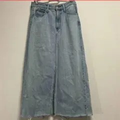 【美品】UNIQLOユニクロライトブルーデニムロングスカート　ダメージ加工