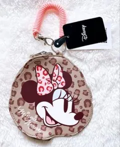 《新品タグ付き》Disney ミニーマウス　ヒョウ柄　パスケース　バッグチャーム