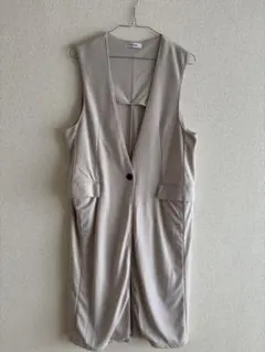 【在庫確認必須】ロングジレ／アイボリー系／M〜L