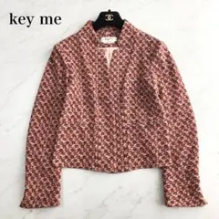 未使用級❤️key me ケイミー　ノーカラージャケット　総柄　ピンク　Lサイズ
