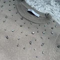 最終お値下げ！ZARA ビジュー付き　トップス　ニット　秋　25日まで〆