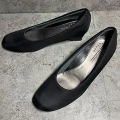 最終❗️【未使用級】コンフォート　ウェッジソール　黒　パンプス　23.5　３E