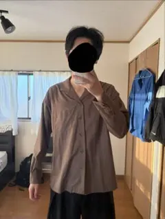 RAGEBLUE 長袖 オープンカラーシャツ ブラウン