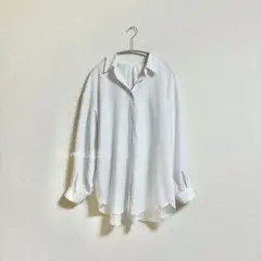 お手入れらくらくフレンチリネンシャツ　スキッパーシャツ　オーバーサイズ