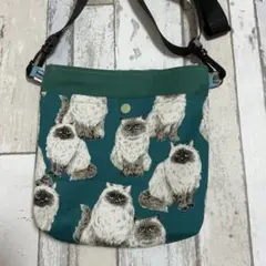 猫柄　サコッシュ　ショルダー紐付き　ハンドメイド