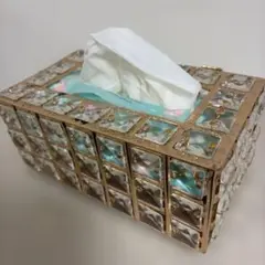 【未使用品】クリスタル ティッシュケース ゴールド