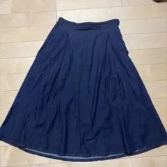 無印デニムロングフレアスカートのサムネイル