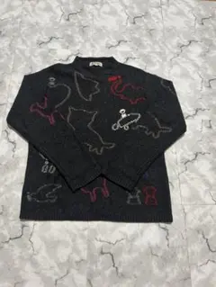 PICONE ニット セーター 総柄 グレー キャラクター柄 y2k