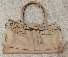 COACH ベージュ レザー ハンドバッグ