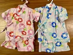 くろわっさんすべべ甚平　ピンク80 水色95サイズ2点セット