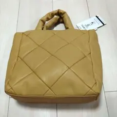 【未使用】イエローハンドバッグ キルティングデザイン