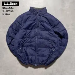 90s~00s L.L.Beanグースダウンジャケットネイビー肉厚短丈ボックスL