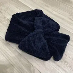 ネイビー フリース リボン付きマフラー