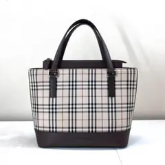 ✨美品✨バーバリー ハンドバッグ ノバチェック ロゴプレート
