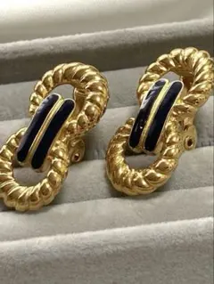 【美品】MONET ゴールドと濃紺　ヴィンテージイヤリング