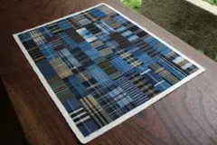 稀少！丹波布の裂画（大）丹後古代織布技術保存会制作（検ハギレ染色自然布古代布