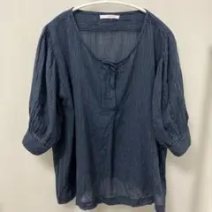 Quand ストライプ柄 チュニック ネイビー