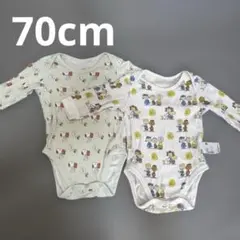 スヌーピー 長袖ベビー肌着 70cm 2枚セット