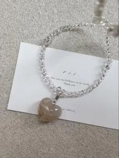 1054 ハートネックレス　ファルファーレネックレス　ビーズネックレス　クリア