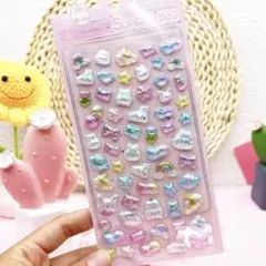 ぷくぷく シール 立体 3D ボンボン ドロップ ぷっくり シール帳 うさぎ