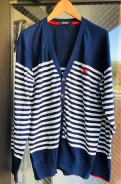 バーバリーブラックレーベルL ボーダーカーディガン　マリン柄　ブルーレーベル