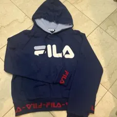 FILA ネイビー フード付きパーカー M