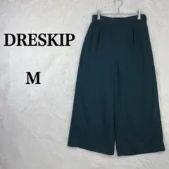 【ドレスキップ】M ワイド 無地 ウエストゴム シンプル ゆったり グリーン