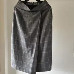 グレー チェック柄 フレアスカート ひざ丈