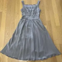 美品 アナイ キーネック ノースリーブワンピース ウエストギャザー 黒