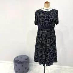 水玉模様の膝丈ジャケットワンピース卒業式入学式