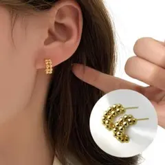 ボールピアス（ゴールド）金色 大人女子 綺麗め No114