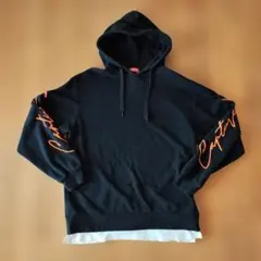 刺繍かっこいいパーカー　ストリート系　オレンジ