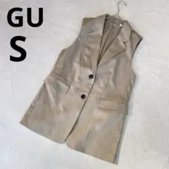 GU ジーユー フラップポケット テーラードベスト ジレ 無地 ベージュ S