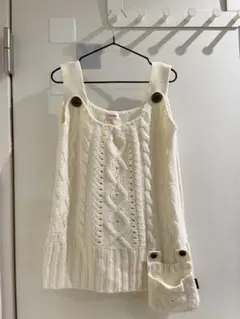 2000s当時物パーソンズ　Y2K袖なしケーブルニットチュニック　ポケット付