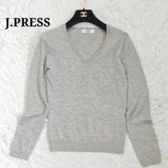 【ジェイプレス】カシミヤ100 Vネックニット 薄手セーターグレーオンワード樫山