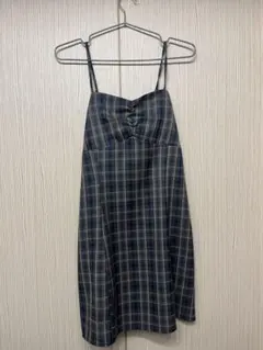 チェック柄キャミワンピース　ビスチェ