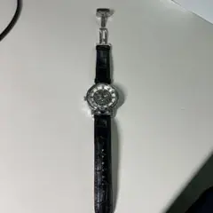 【ジャンク品】スケルトンデザイン レザー腕時計