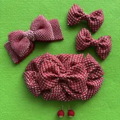 髪飾り　七五三　着物リメイク　ヘッドドレス　アンティーク　羊毛フェルト　絞り