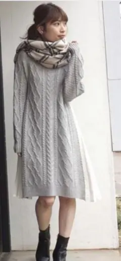 ケーブルニットワンピース ロングワンピース
