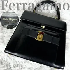 希少・良品✨フェラガモ ヴァラリボン ハンドバッグ 裏地総柄 ゴールド金具 上品