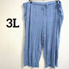 大きいサイズ 3L-4L相当 ルームウェア 水色 パンツ US XL とろみ素材