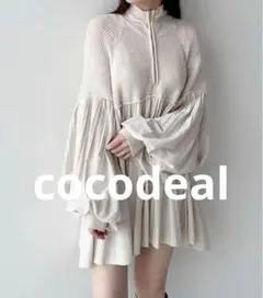 ココディール　ハーフジッププリーツドッキングニット　ドッキング