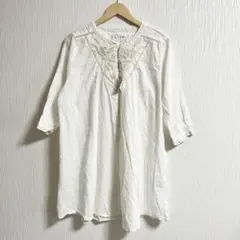 タグ付き未使用　CEPO 刺繍入り 七分袖　シャツワンピース　チュニック