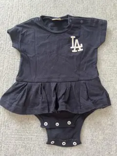 petit main ネイビー フリルロンパース 70