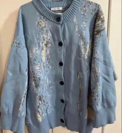 JEANASIS 水色 ニットカーディガン