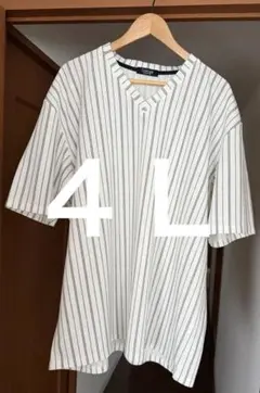 barassi MILANO バラシＶネックメンズTシャツ4Lモノトーン美品のサムネイル