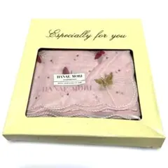 HANAEMORI 蝶刺繍ハンカチ ピンク❇︎