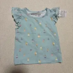 【新品タグ付き】アイスクリーム柄　フリル袖Tシャツ トップス　80cm