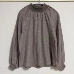 Samansa Mos2 blue 長袖ブラウス チェック柄