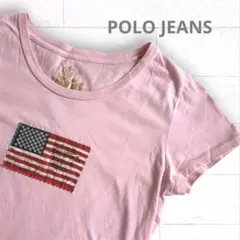 POLO JEANS ラルフローレン　アメリカ国旗　Tシャツ　ピンク　Mサイズのサムネイル